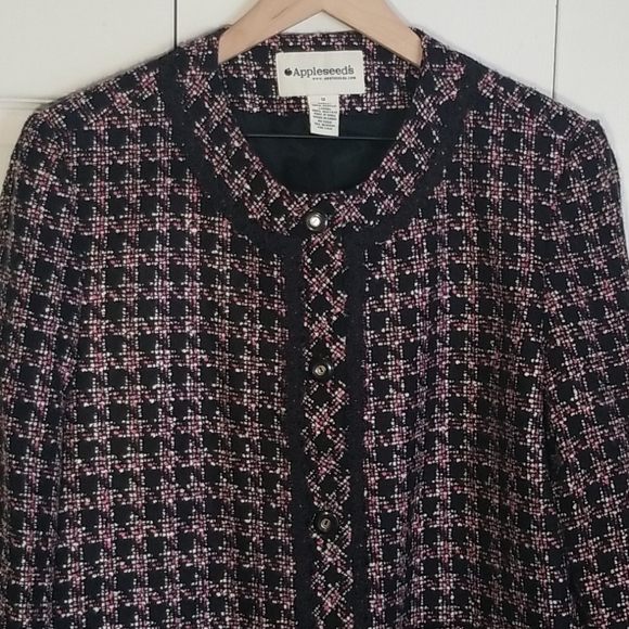 Appleseed's Jackets & Coats Appleseeds Glen Plaid Check Embroidered